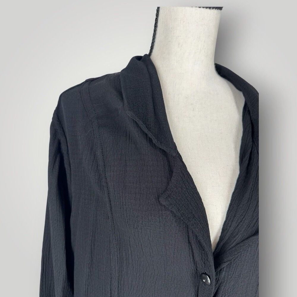 Vintage FLAX by Jeanne Engelhart Crinkled Rayon Duster Jacket – Black M - Picture 5 of 7
